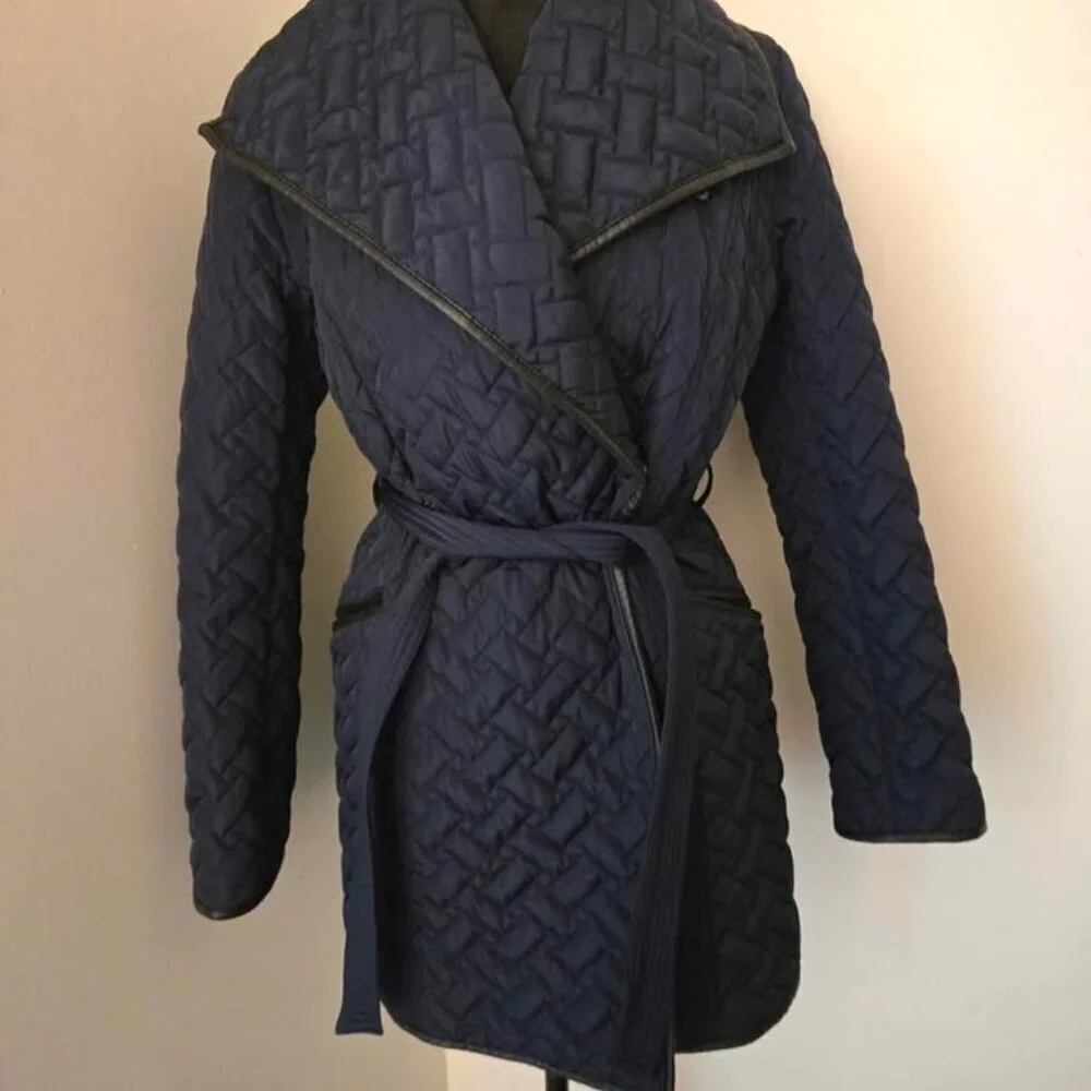 Cole Haan Signature Quilted Jacket Coat with Belt Size Medium